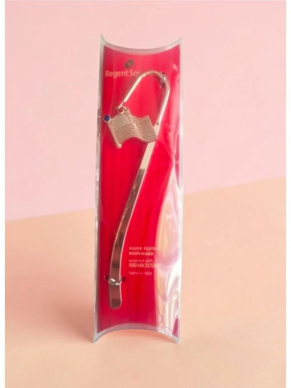 Silver Plated Bookmark With Swarovski Crystal Accent & American Flag Design